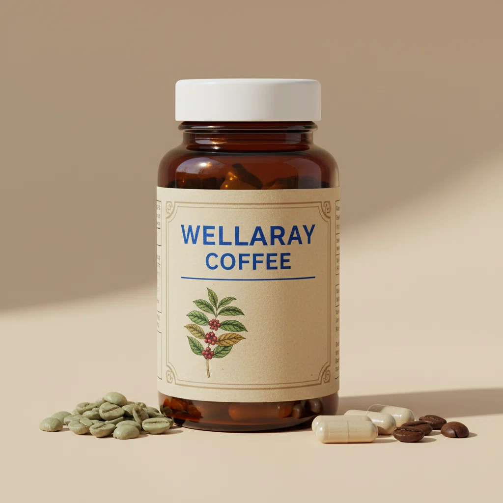 Wellaray Coffee food supplement box - dark navy packaging